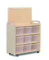 Kast B90 x D40 x H128 cm Esdoorn met Spiegel, Display en 9 Bakken Tangara Groothandel voor de Kinderopvang